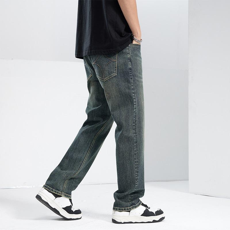 New Spring and Summer Men's Loose Straight American High Street Stretch Jeans Trousers