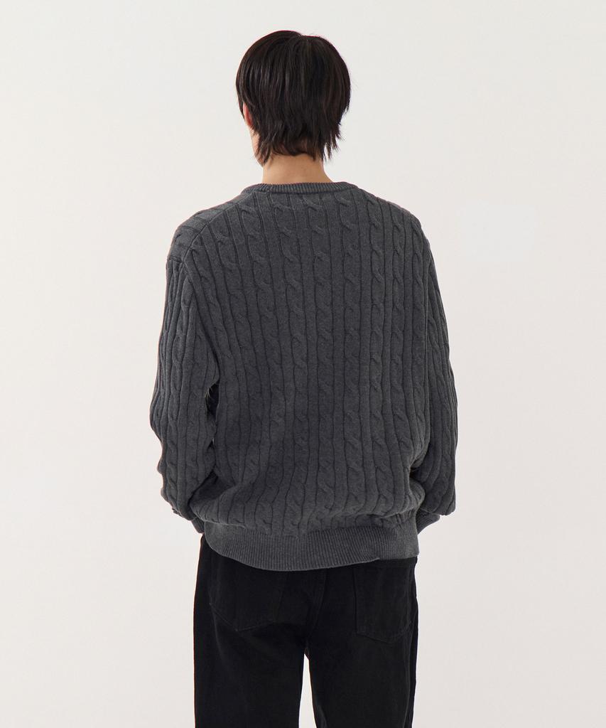 MUSINSA STANDARD Cotton Cable Crew Neck Knit [Gray]