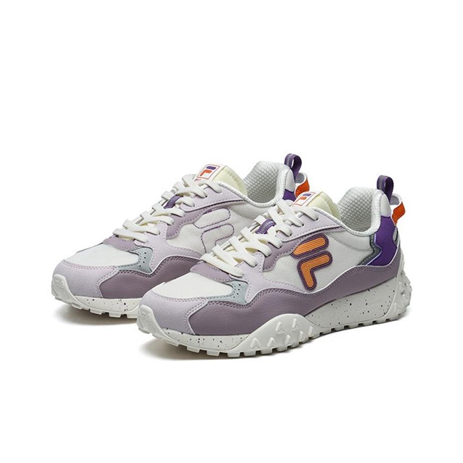 FILA Fusion Pizza Fabric Synthetic Leather Sports Comfortable Fashion Low-Top Casual Shoes Women sneaker Lilac-Gray T12W125209FGG