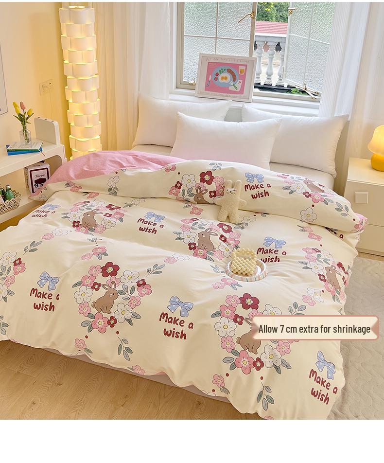 100% Cotton Floral Duvet Cover, Twin/Double, 150x200cm/230cm, Ideal for Student Dorms