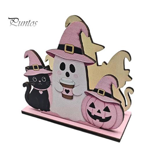 Stable Wooden Napkin Stand Halloween Holder, Cute Pastel Pumpkin Ghost Black Cat Tabletop Tissue Dispenser, Storage for Waterproof Decorative Kitchen