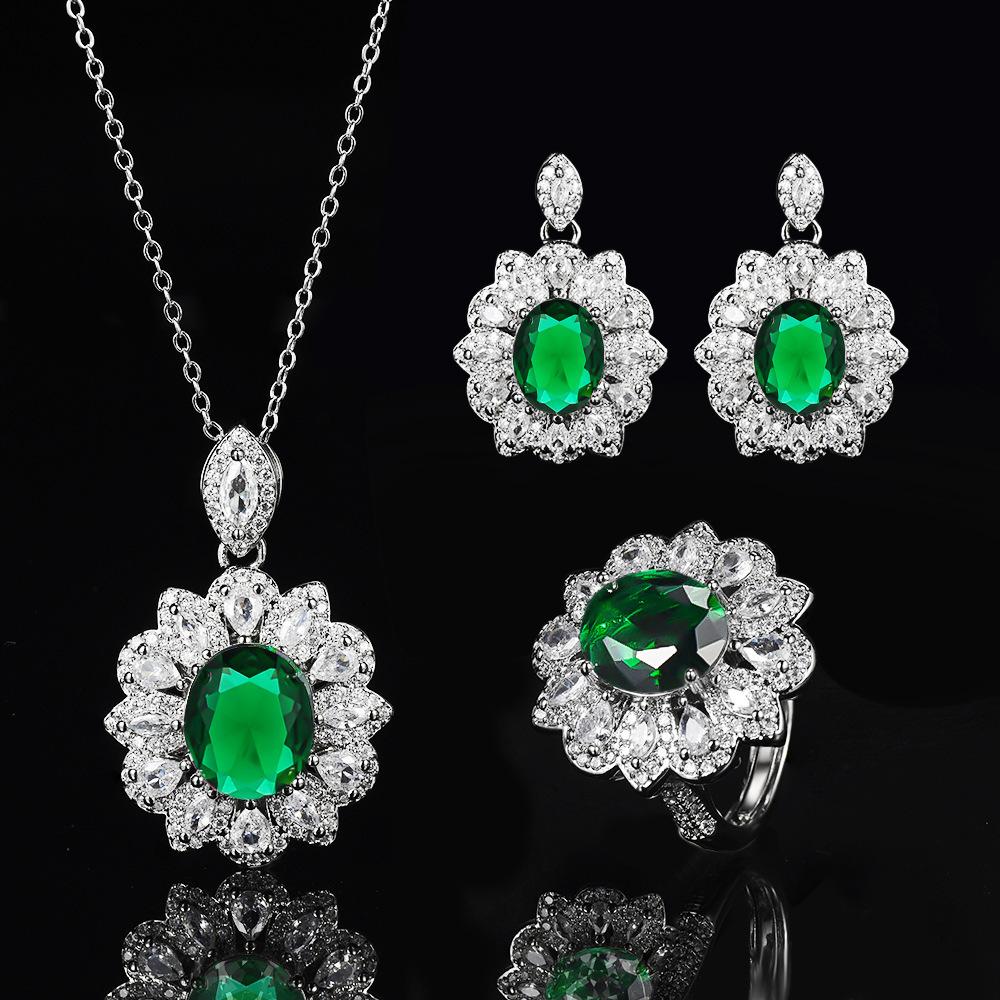 Hot mining explosion full of diamonds, colorful treasures, large flower necklaces, rings, European and American studs.