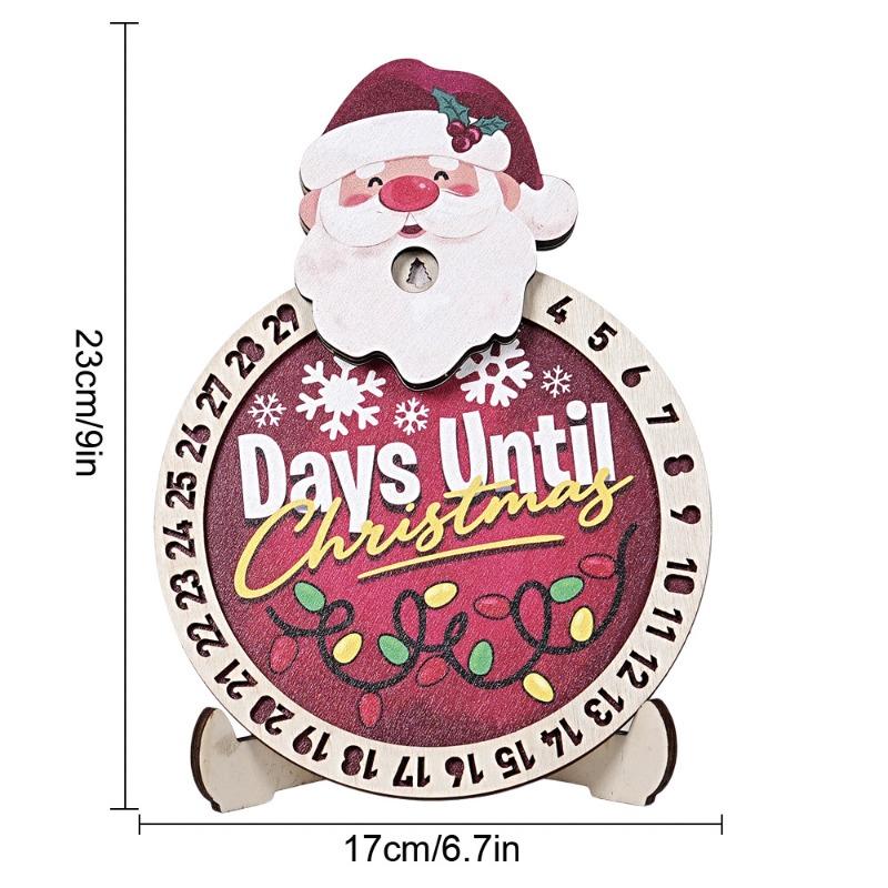 Christmas Decorations Countdown Calendar Desktop Wooden Decoration Santa Claus Countdown Calendar for Home Office Decoration