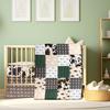 3 Piece Patchwork Crib Bedding Set, Neutral Cow Cactus Print Baby Bedding, Barnyard Western Nursery Decor, Standard Size Soft Baby Bed Set Includes