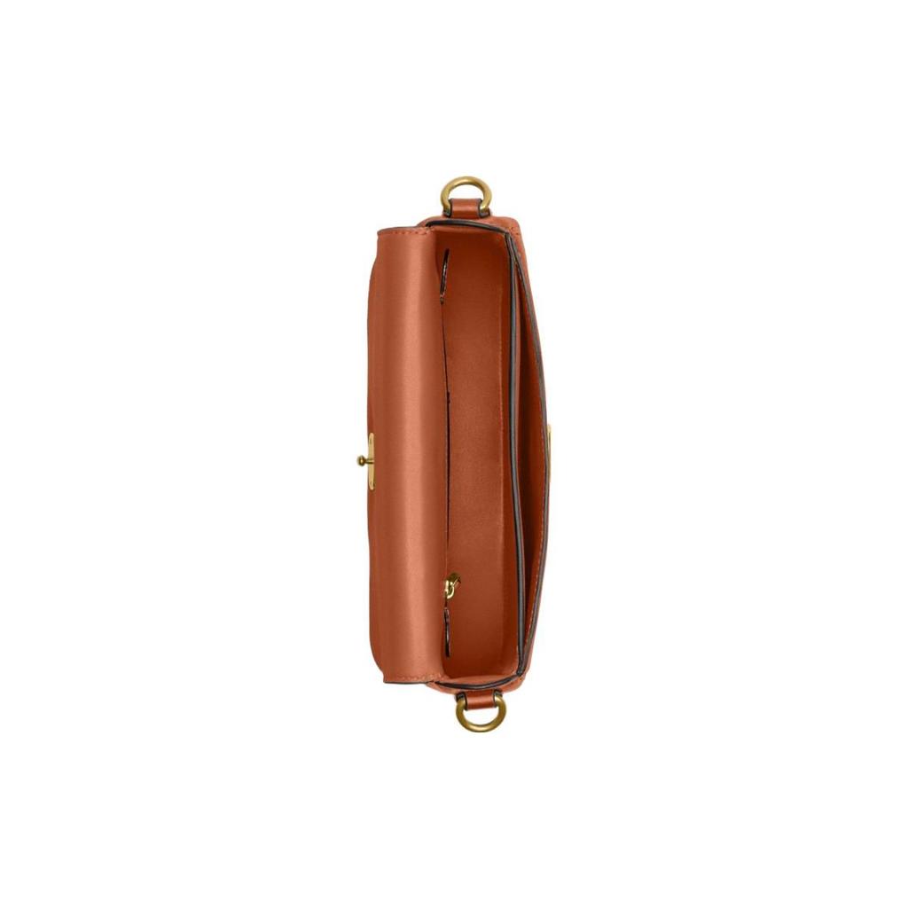 Coach Harley Solid Color Detachable Shoulder Strap Flap Closure Leather Crossbody Bag Small Unisex Crossbody Bag Amber CM705-B4BAR