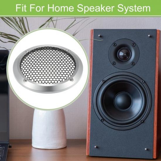 3.5" Speaker Grill Cover Mesh Subwoofer Guard W/ Screws Silver Tone Black
