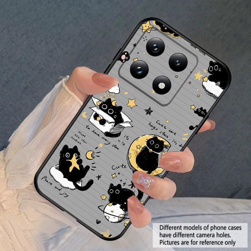 Cartoon Moon Cat For Xiaomi Poco X7 M7 Pro 5G M5 X4Pro M4 M6 4G C65 C75 F6 F5 X6 X5 X7 X5 F7 Ultra M5S M4Pro 5G soft phone case