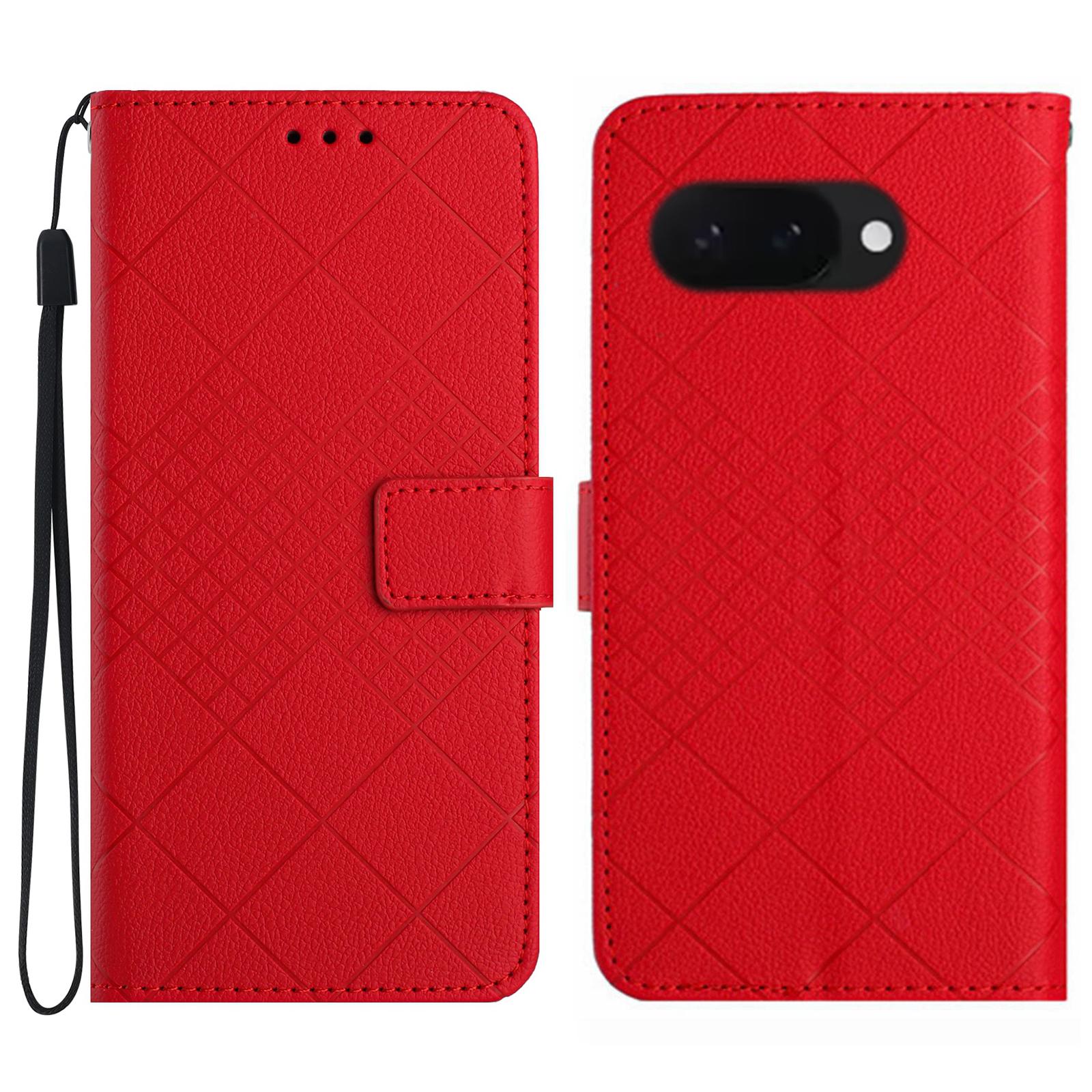 

HT06 For Google Pixel 9a Wallet Phone Case Imprint PU Leather Flip Folio Cover B