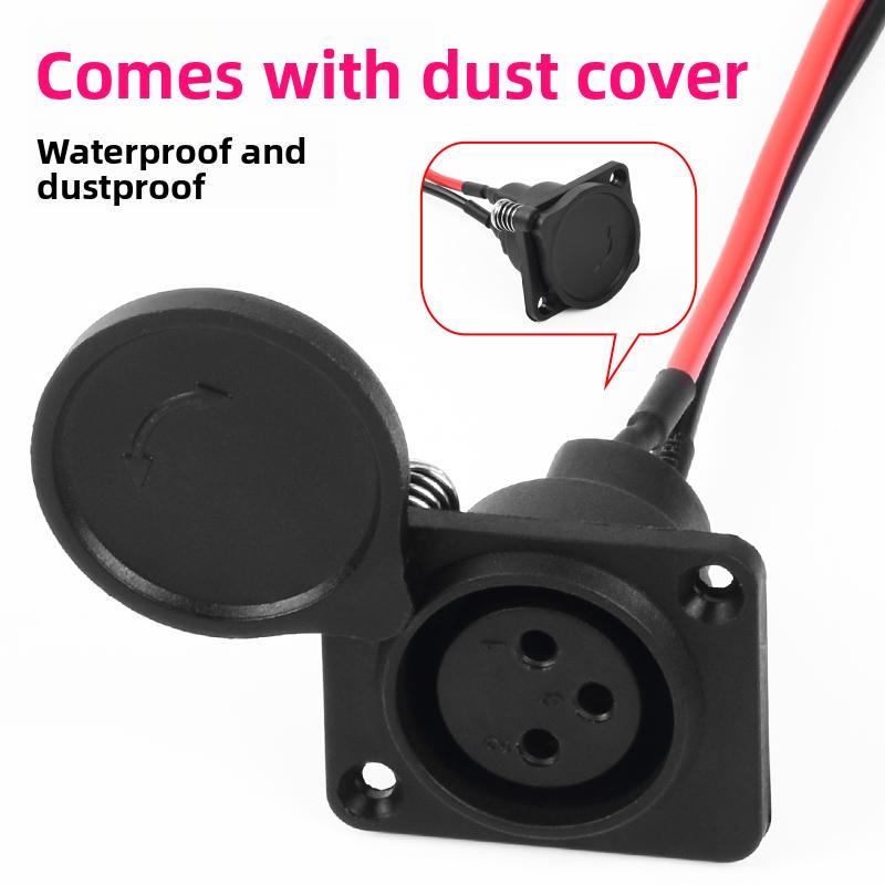 Three-hole round-head charging port socket, lithium battery vehicle power output cable, universal for electric charging cables