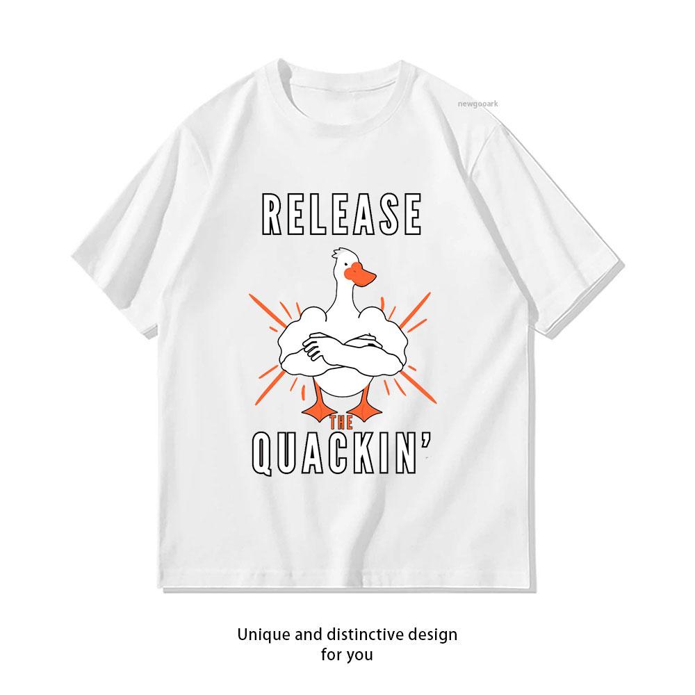 Release The Quackin Tshirt Woman Man Casual Cotton Graphic T Shirts Creative Adult Oneck Streetwear Boyfriend