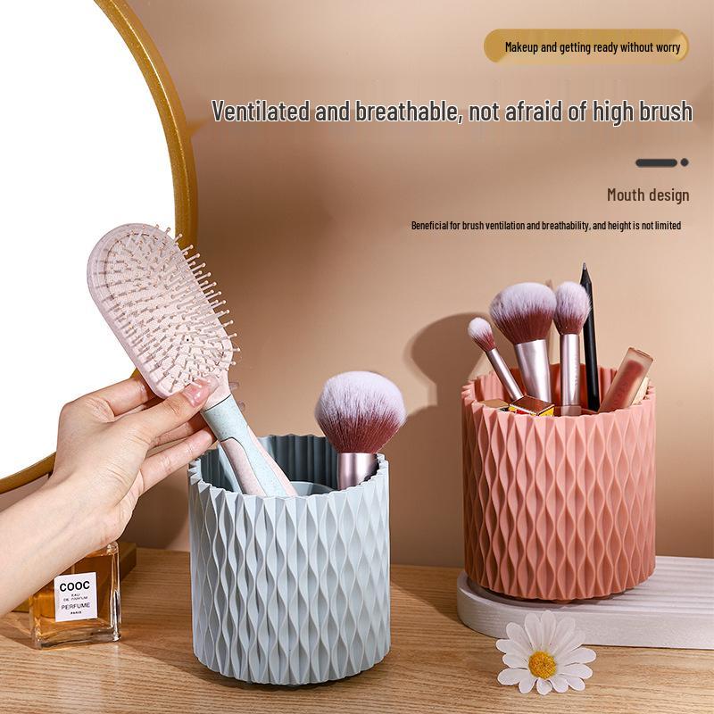 Rotatable Makeup Brush Storage Tube: Vanity Table Organizer for Brushes, Loose Powder, Blush, Eyeshadow, and Pens.