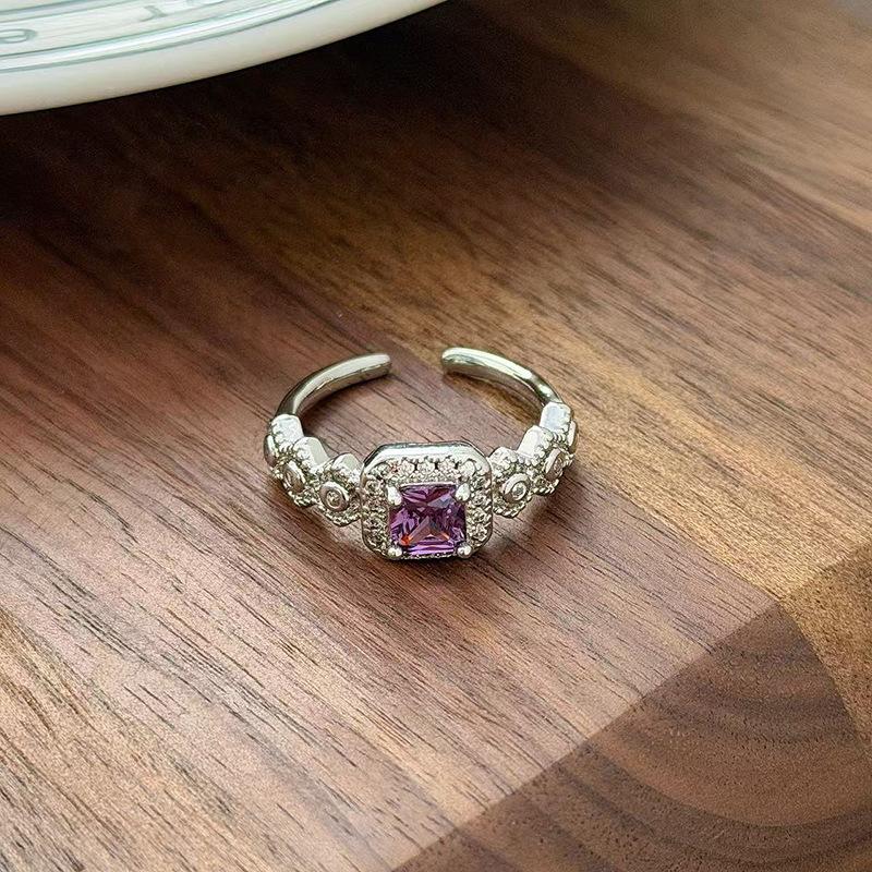 Nine Purple Fire Purple Diamond Super Immortal Zir*****Pen Ring Exquisite Light Luxury High-End Niche Design Stacked Ring Girl