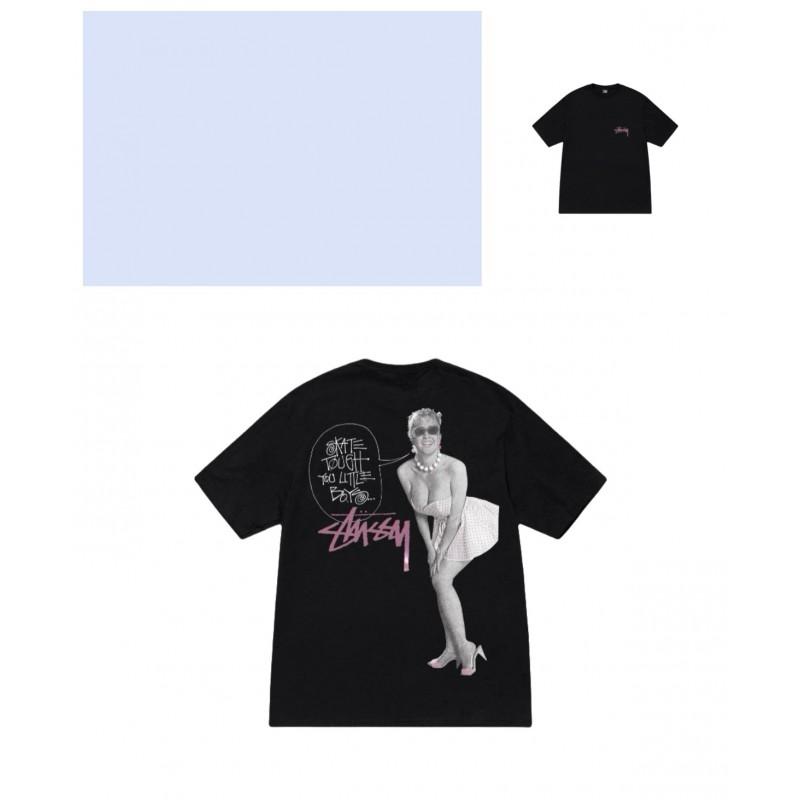 Mens Loose Fit Cotton Blend Short Sleeve T-Shirt With Cartoon Print Breathable Casual Tee Teens Adults