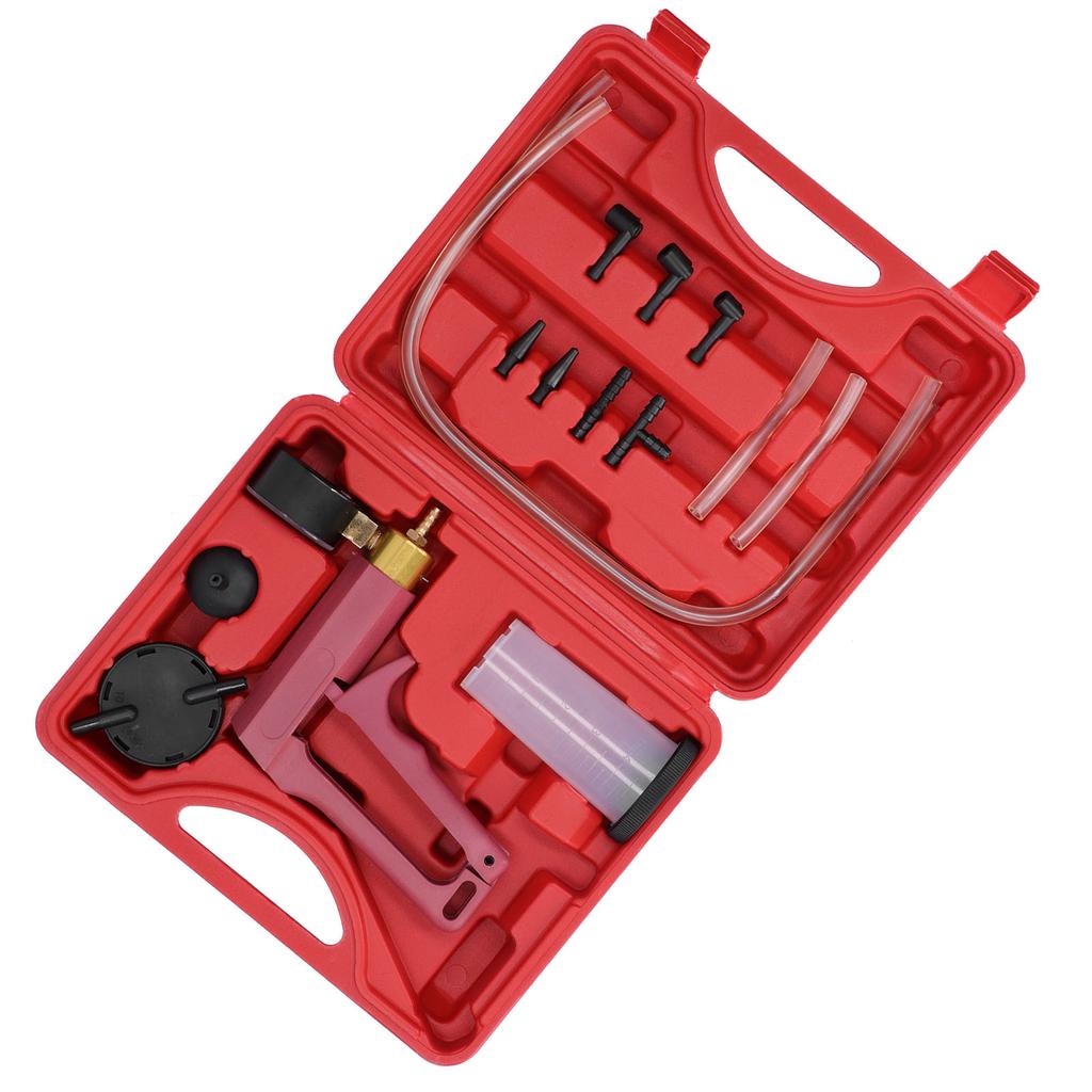 Hand Held Vacuum Pressure Pump Tester Tool Brake Bleeder Kit Adapters Connectors with Toolbox