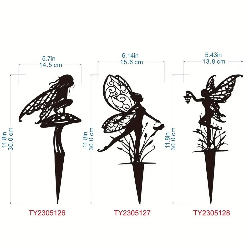 Fairy Garden Metal Signs Outdoor Garden Fairies Outdoor Fairy Silhouette Statue Fairy Branch Decoration Fairy Crafts