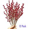 12 Pcs Artificial Red Berries Stems 13.5" Waterproof Berry Branches for Home Holiday Wedding DIY Crafts Decor