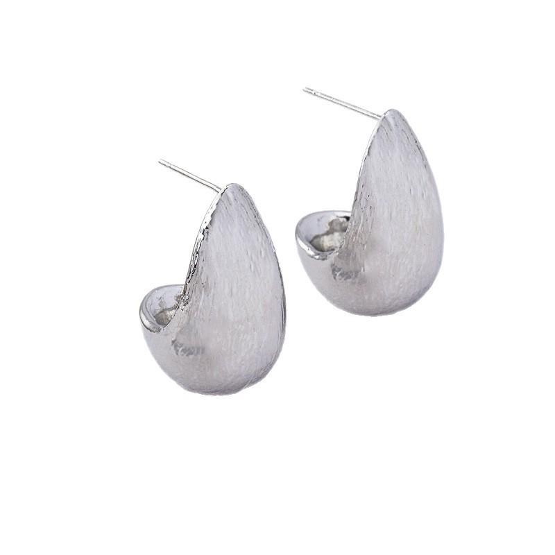 Minimalist Waterdrop Earrings Women Sterling Post With Real Gold Plating Matte Brushed Finish Lightweight Elegant