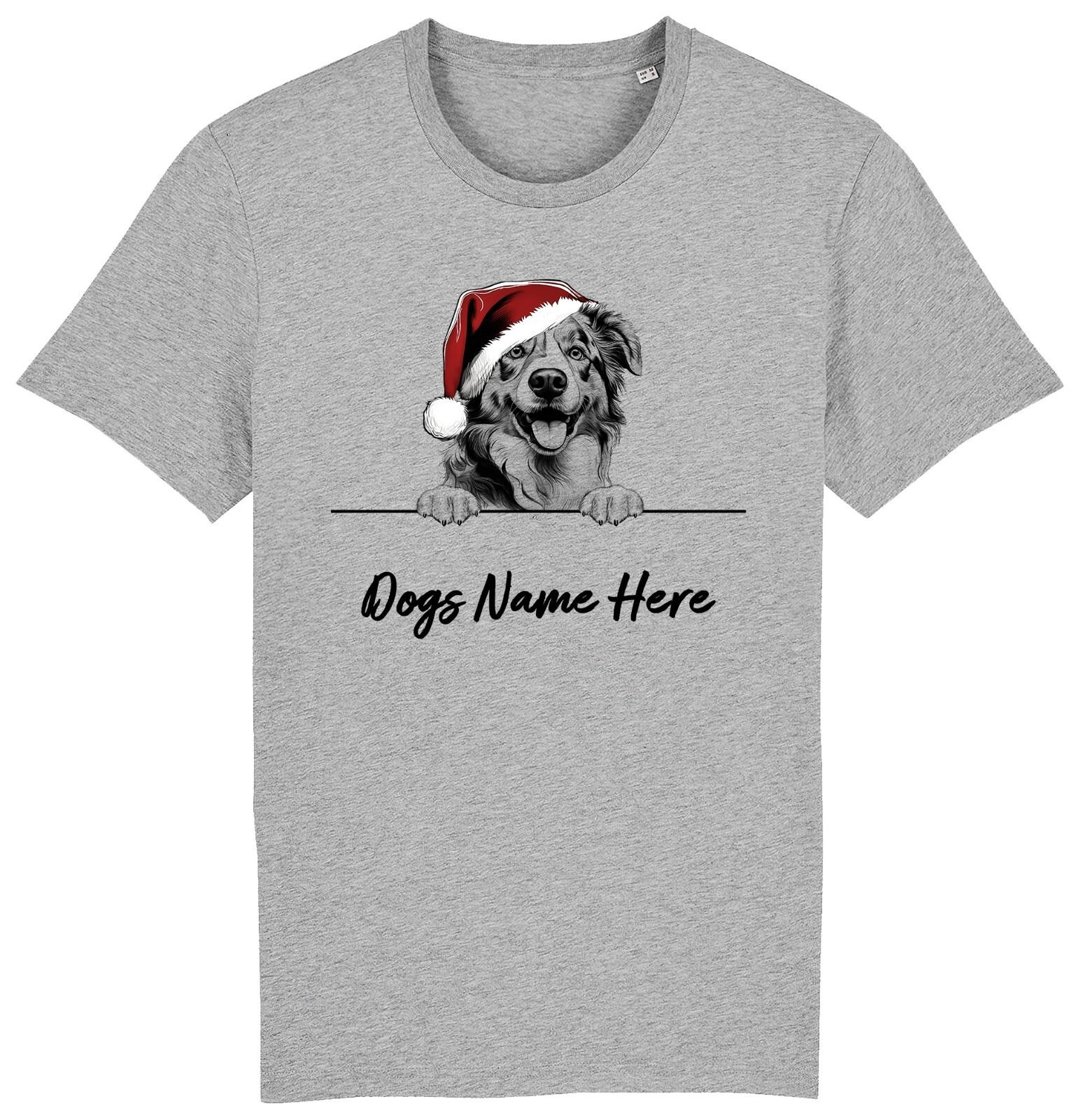 AUSTRALIAN SHEPHERD Personalised Christmas Dog T-Shirt Mens Womens Tees Top Mens Womens Dogs L