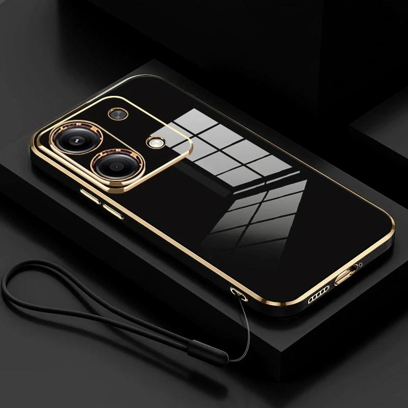 

Роскошный чехол с покрытием для Redmi 14C 13C 12C A3 A1 A2 Plus Note 14 13 ProPlus 4G 5G 12 Pro Силиконовый чехол-шнурок для телефона с мягким шнурком For Redmi 14C 4G&Case & Strap белый