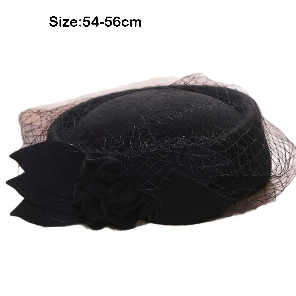 Fashion Elegant Mesh French Vintage Beret Warm Woolen Retro Sheepskin Mini Hat British Vintage Cap Socialite Style