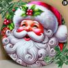 Vintage Pink Santa Christmas Metal Sign 7.87 Inch Holiday Wall Decor