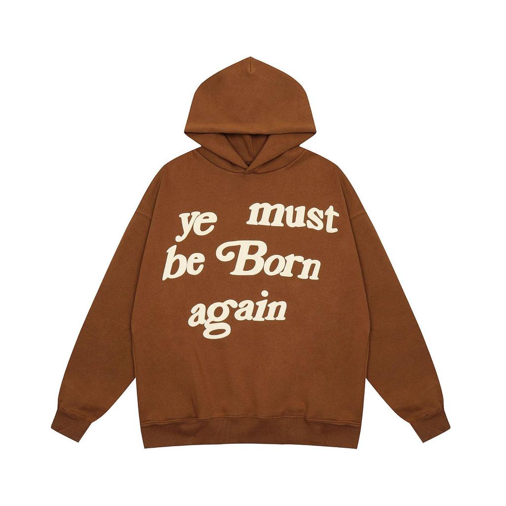 Kanye Style 'Ye Must Be Born Again' Foam Letter Velvet Hoodie