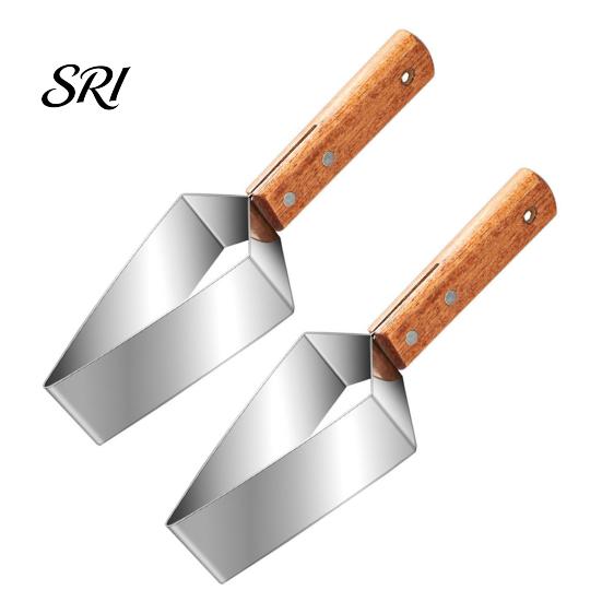 Outdoor Picnic Fruit Cutter Watermelon Slicer Stainless Steel Tool with Wooden Handle Ergonomic Kitchen Slicing for Cantaloupe Apples Easy Clean