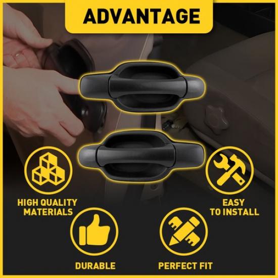 Exterior Rear Door Handle Black for Chevrolet 2004-2012 Colorado GMC Canyon EOA