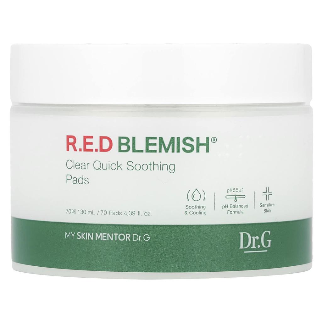 Dr. G, Red Blemish, Clear Quick Soothing Pads, 70 Sheets, 130Ml (4.39Fl Oz)