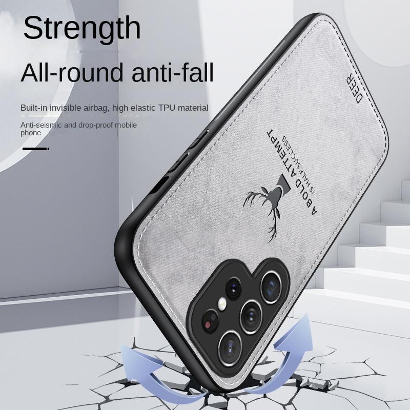 Per Samsung Galaxy S23 S22 S21 S20 S10 Plus Ultra Custodia Morbida in Tessuto Cervo Cover Posteriore Protettiva per Samsung S20 S23 FE