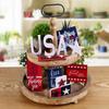Amerikaanse Onafhankelijkheidsdag Gelaagd Dienblad Houten Sieraden Multifunctionele Layout Props Themafeest Decoraties
