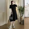 2026 Summer Korean Style Loose Round Neck Casual Little Black Mid-length Dress