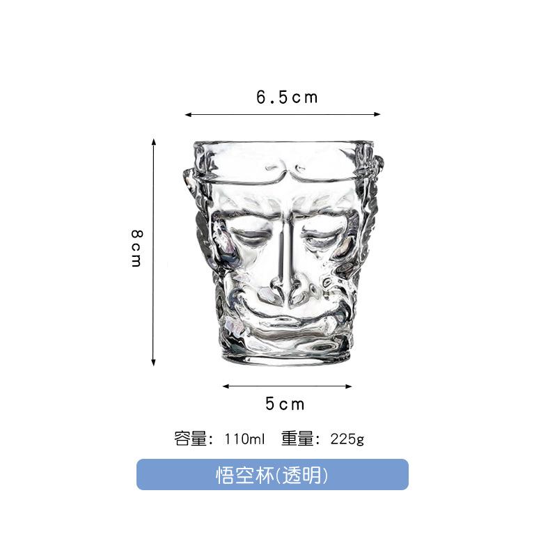 

Sun Wukong Shaped Lead-Free Crystal Glass Whiskey Cup Chinese Style Transparent Frosted Drinkware Glass Mug Teacup Gift 110ml прозрачный