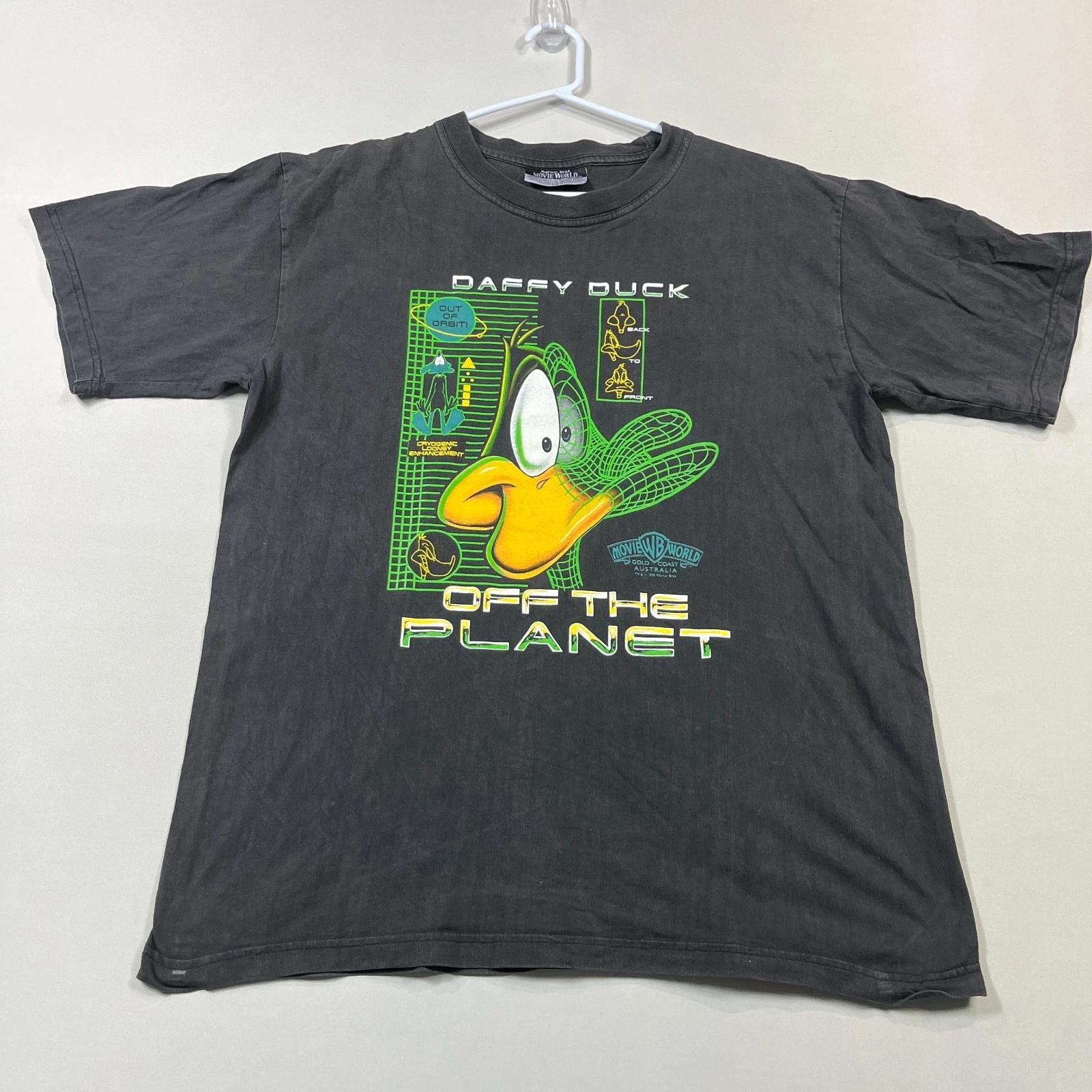 Vintage Daffy Duck T Shirt 90s Graphic Tee Warner Bros Movie World Mens Large L S