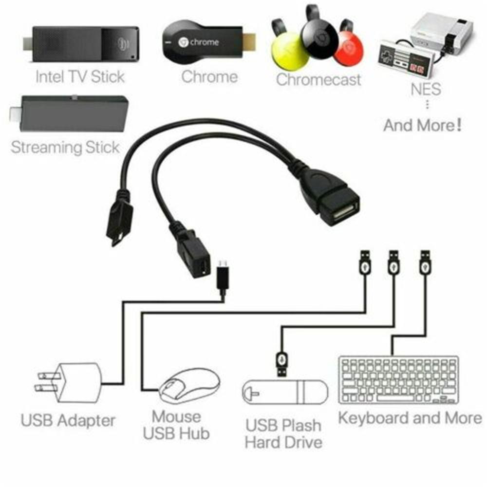 2-in-1 Male Female USB OTG Cable Adapter Power Cable Data Cable Y Splitter USB Adapter OTG Cable