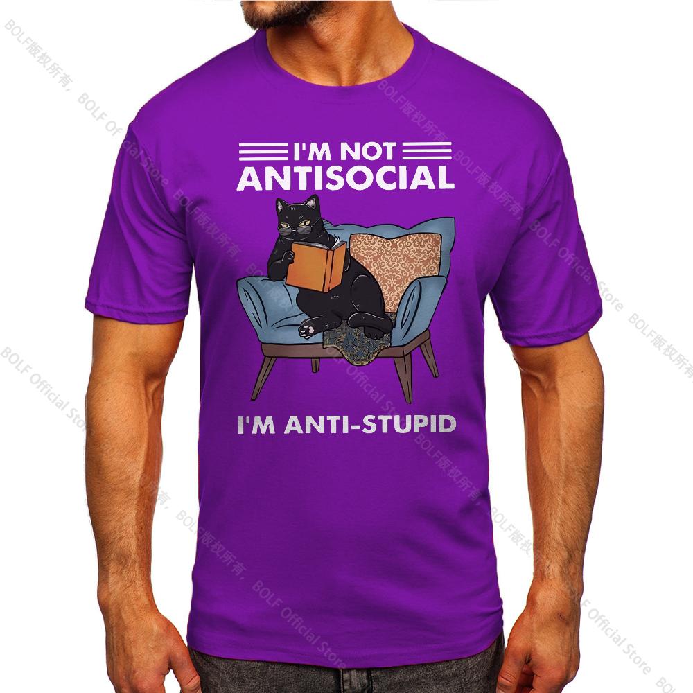 I Am Not Anti Social Printed Men's Vintage T-Shirt 100% Cotton Oversized Funny Graphic Tees for Men Summer Tops