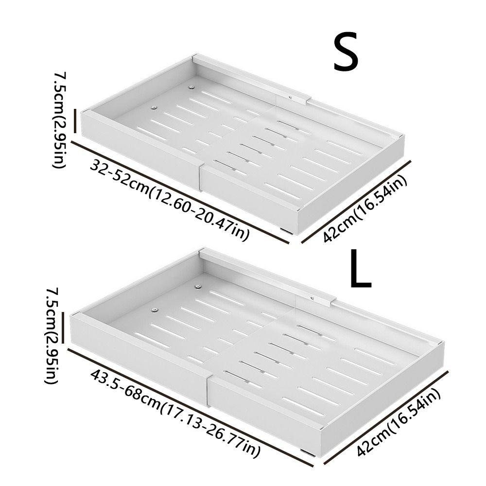 Adjustable Width Kitchen Storage Rack Metal Extendable Pull Out Shelf  Household Goods