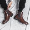 38~48 Men's Luxury Designer Ankle Chelsea Business Rivet Party Boots Genuine Leather Casual Shoes For Men Fashion Winter Autumn