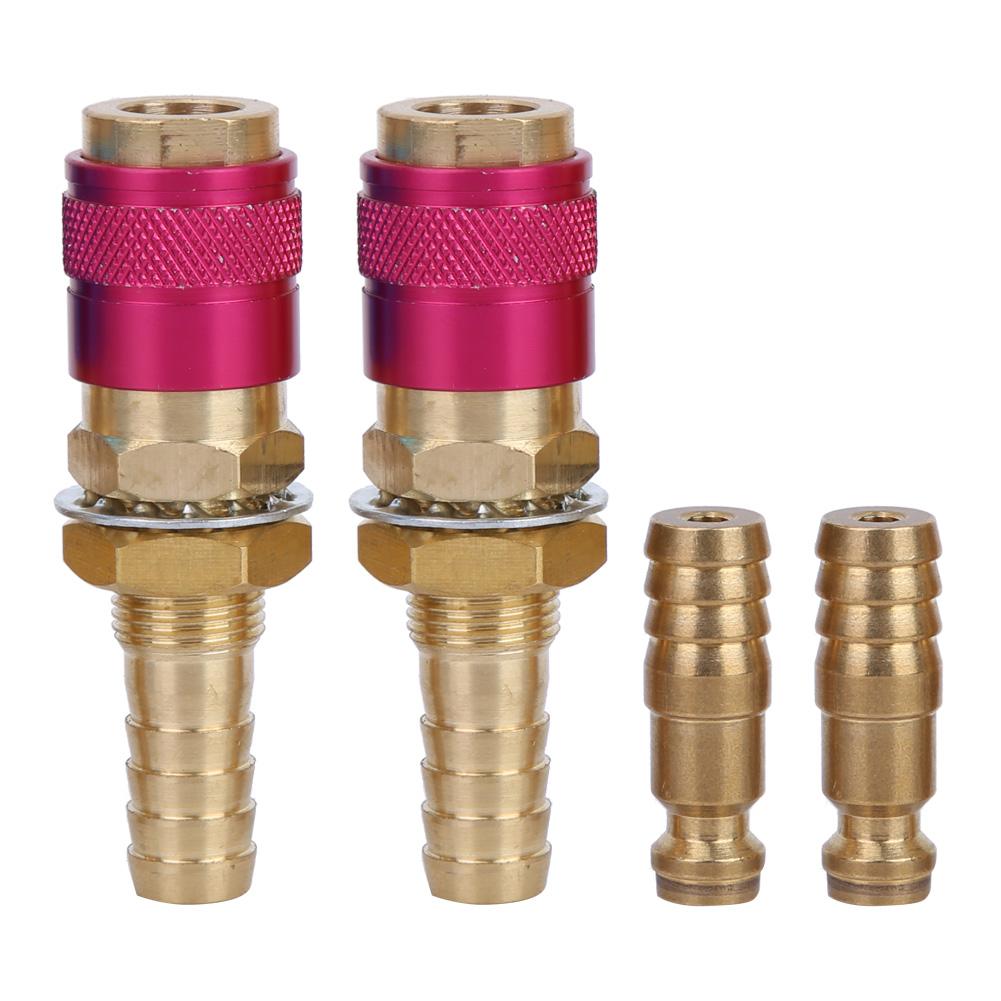 2 Stück M10 Rot Wassergekühlt & Gasadapter Schnellanschluss für WIG-Schweißbrenner