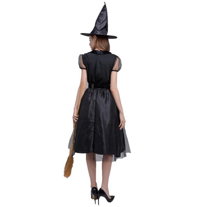 Halloween Costume Black Veil Witch Sorcerer Night Ghost Stage Party Costume Adult