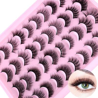 20 Pairs of Natural Fiber False Eyelashes 3D Thick and Long Messy False Eyelashes