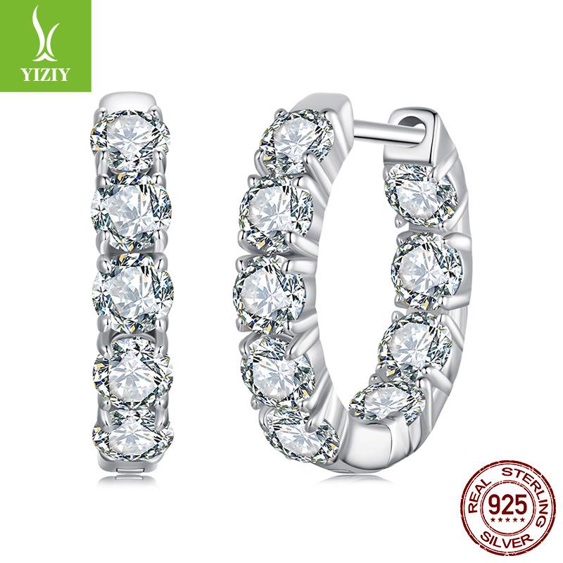 Shining Moissanite Ear Buckle Women, Personalized Luxury Classic Exquisite S925 Sterling Silver Earrings Earrings