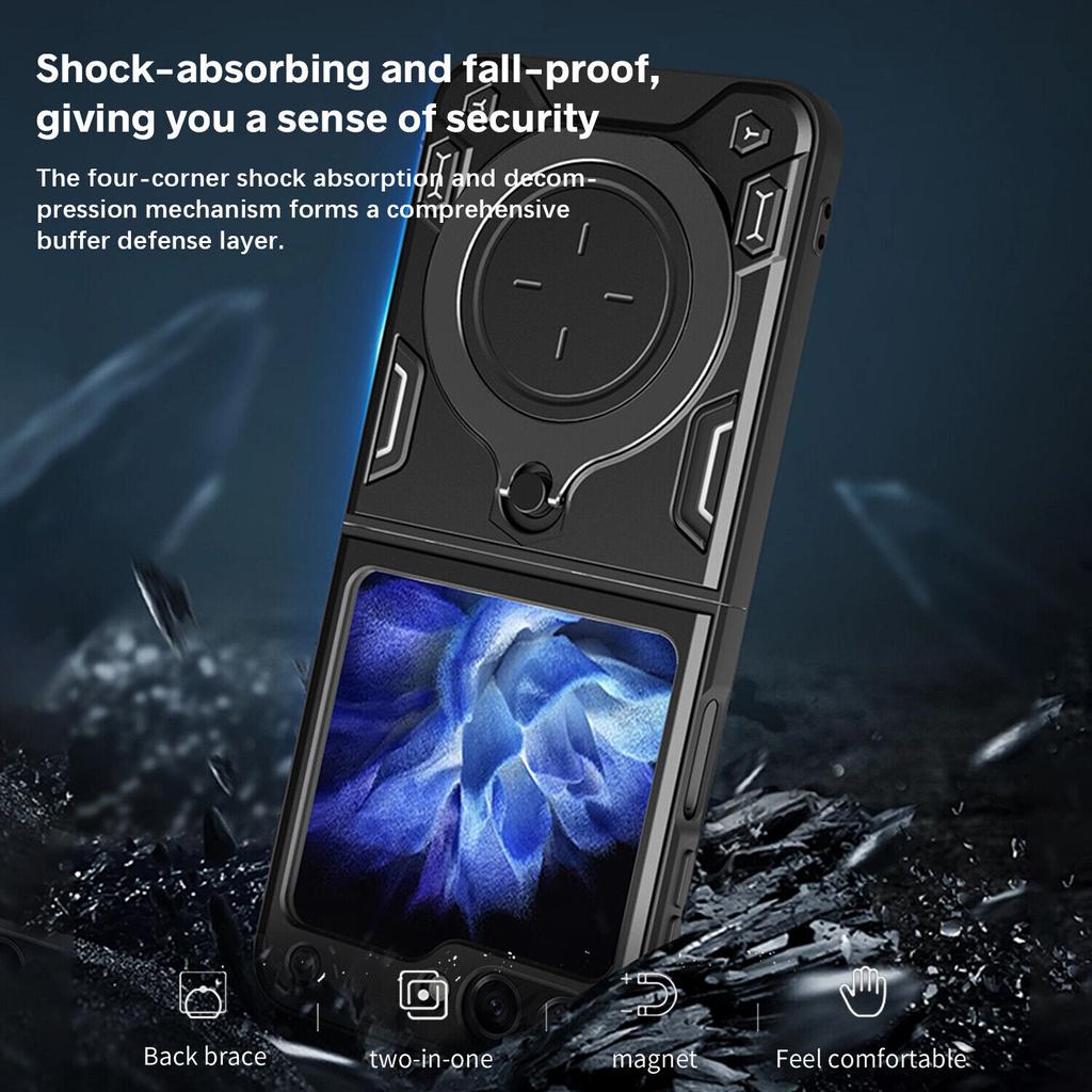 Heavy Duty Protective Cover For Samsung Galaxy Z Flip 6 5 4 Case Stand Holder Lens Protection Shockproof Funda Coque Capa