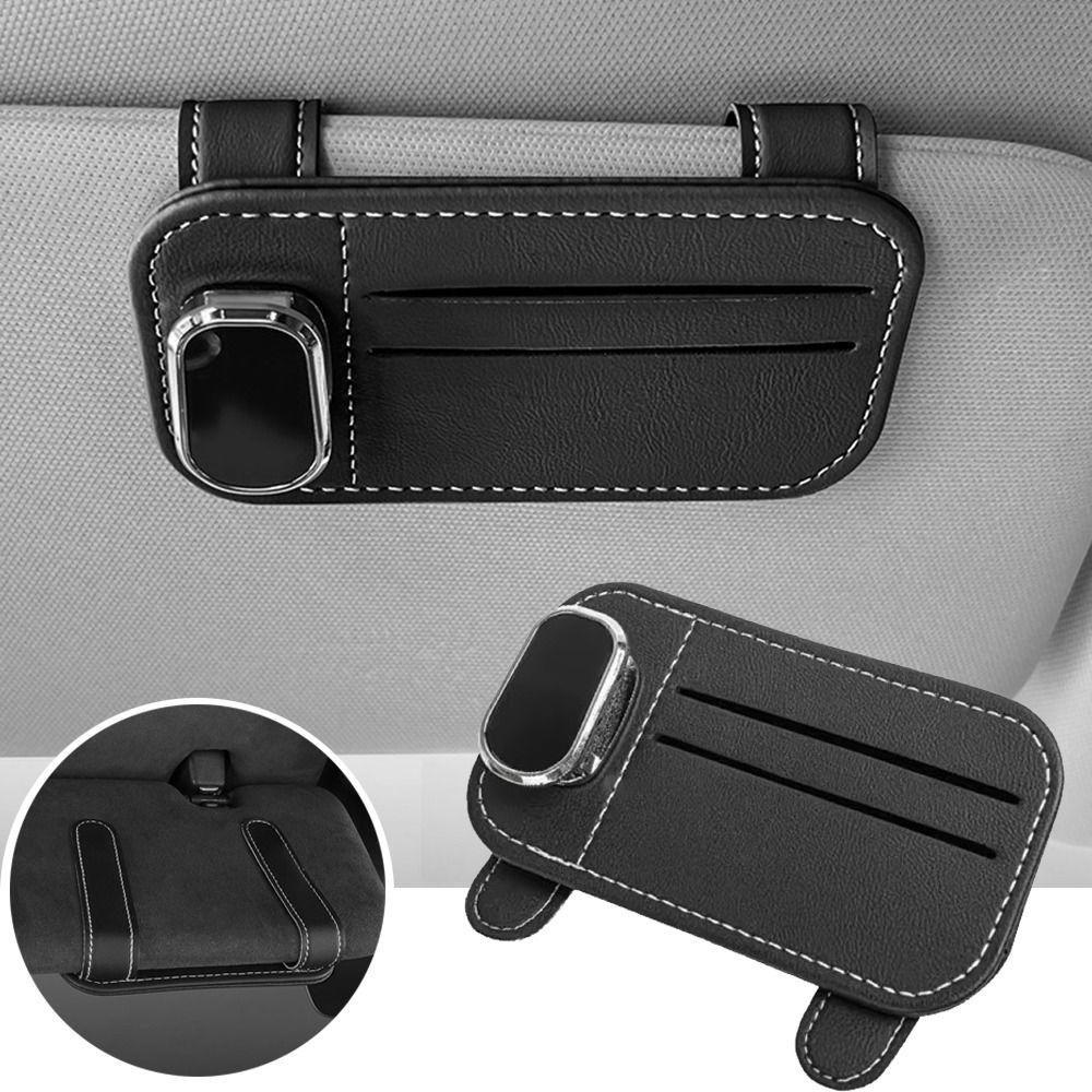 Anti-scratch Glasses Clip PU Leather Eyeglasses Hanger Sunglasses Holder  Vehicle Accessories