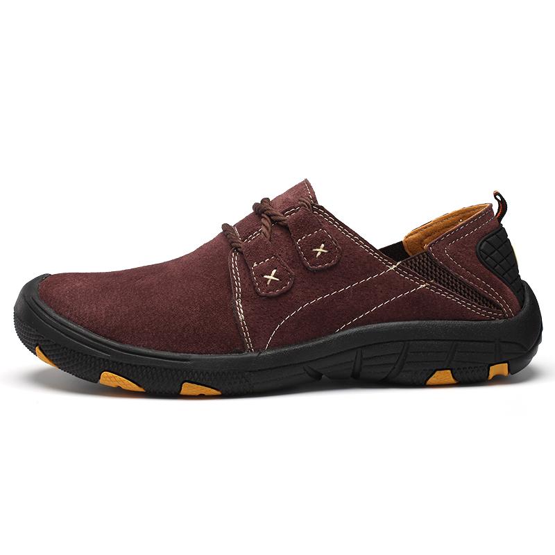 Genuine Leather Men's Hiking Shoes Casual Outdoor Trekking Walking Sneakers
