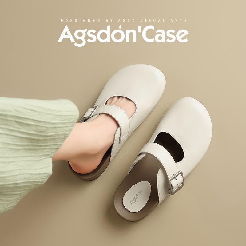 Augustine bag head half slippers women's 2025 new summer wear one-pedal flat-soled pregnant women Mary Jane single shoes