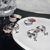 Osso di Cane Cartoon Goccia d'Olio Smalto Anello Aperto Pieno di Diamanti Zircone Sensazione di Lusso Impilabile Indossare Anello Sensazione di Lusso