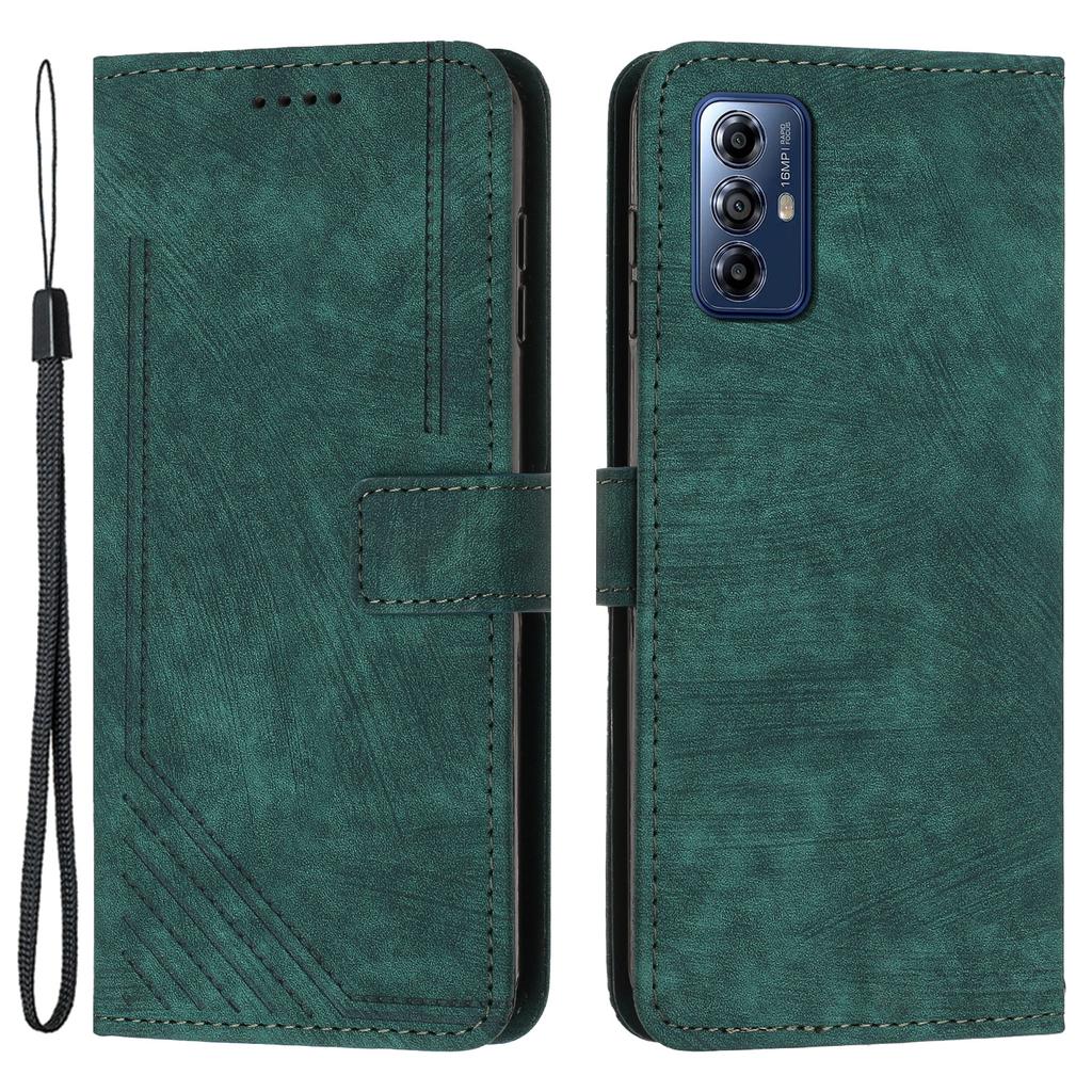 For Motorola Moto G Play (2024) 4G PU Leather Stand Cover Line Wallet Phone Case Skin Touch Feeling