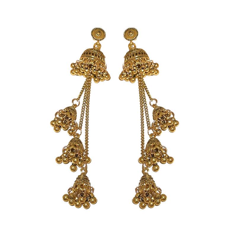 Vintage Metallic Tassel Earrings: Distressed Ethnic Style for a Unique, High-End Look