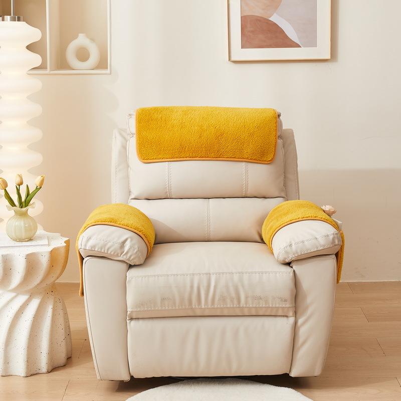 3pcs/set Lamp Plush Recliner Sofa Mat Solid Color Soft Armchair Backrest Armrest Towel Single Sofa Dust Pad with Storage Bags